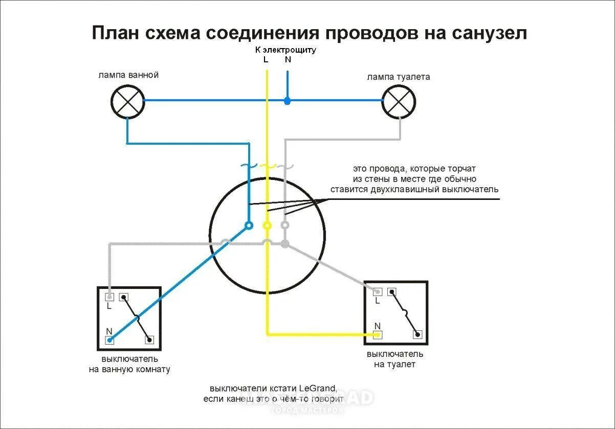 Подключение света ванна туалет Как подключить вентилятор в ванной к лампочке фото - DelaDom.ru