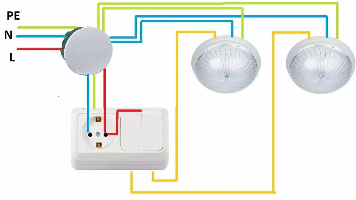 Подключение светильника через розетку и выключатель Нюансы и популярные схемы подключения двухклавишного выключателя ASUTPP Дзен