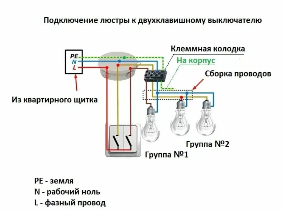 Подключение светильника через выключатель двухклавишный Монтаж электропроводки своими руками: правила электромонтажных работ