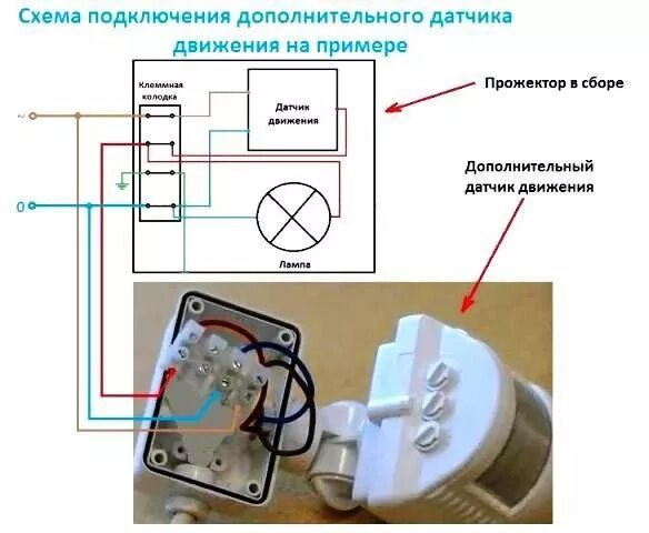 Подключение светильника с датчиком движения выключателем Датчик движения схема HeatProf.ru