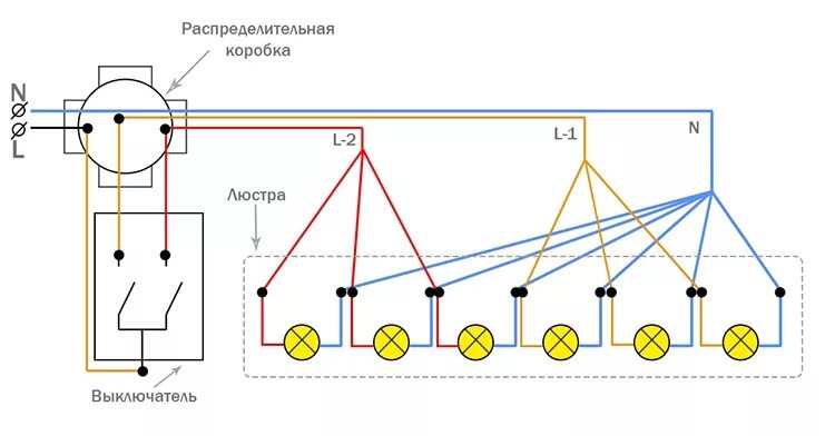 Подключение светильников к двухклавишному выключателю Как подключить люстру своими руками