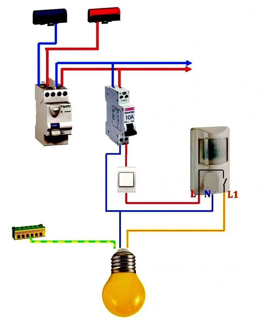 Подключение светильников от автомата до выключателя Картинки АВТОМАТИЧЕСКИЙ ВЫКЛЮЧАТЕЛЬ НА ОСВЕЩЕНИЕ