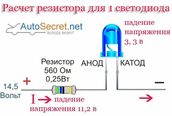 Подключение светодиода 3 вольта Подключение светодиода к 12 вольтам в машине (расчет сопротивления) (видео) Led,