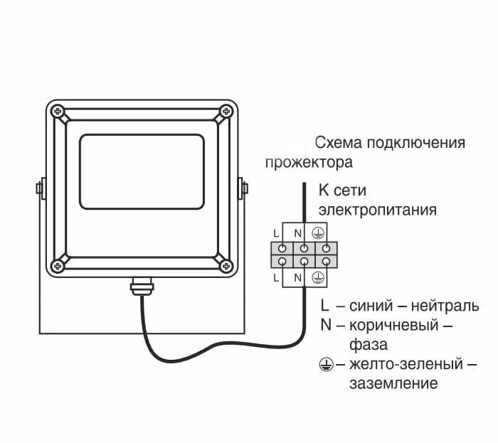 Подключение светодиодного прожектора к двум проводам Светодиодный прожектор LederON LD-Pro W, артикул 29079 - купить в Москве