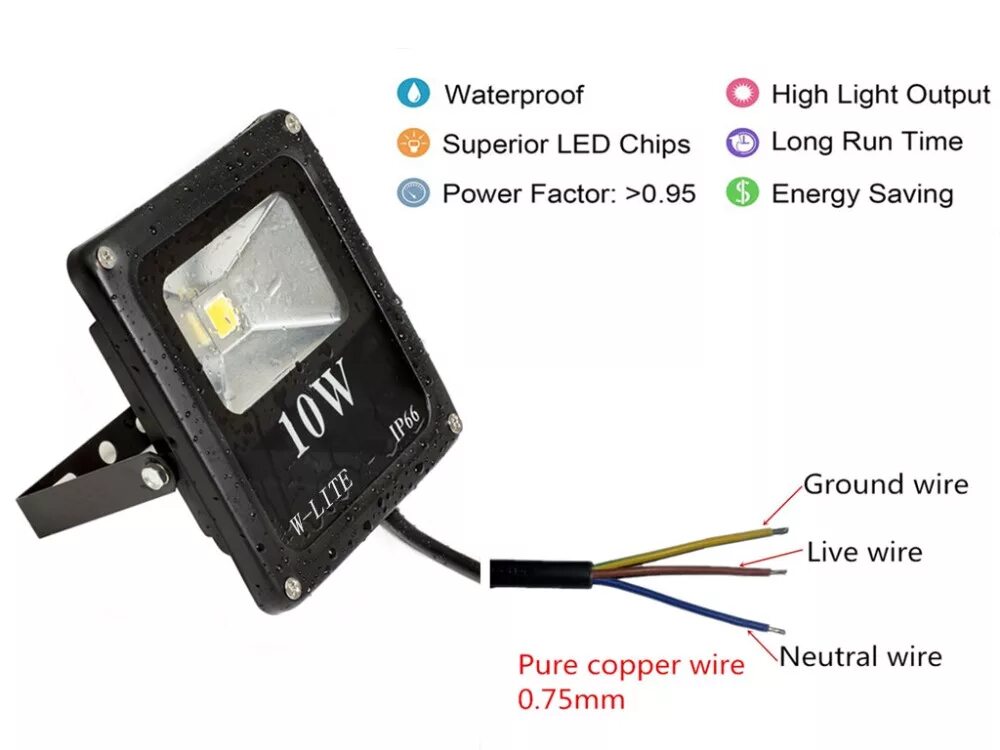 Подключение светодиодного прожектора с тремя проводами Hot Sale 10w À Prova De Explosão Levou Inundação Jardim Luz De Rua Solar Ao Ar L