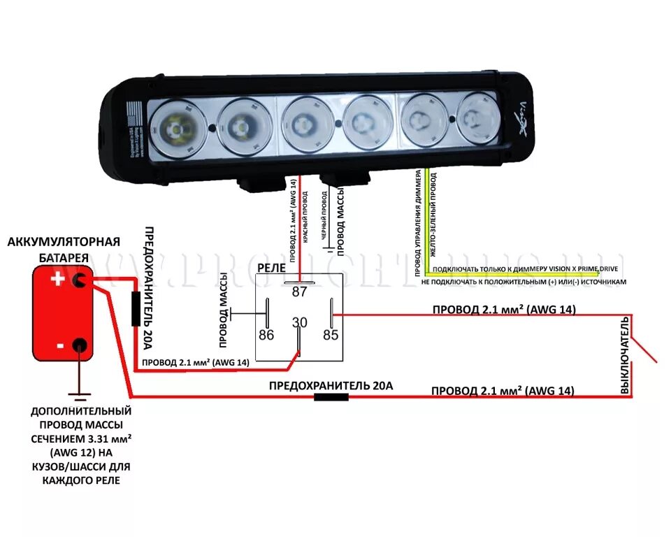 Подключение светодиодной балки через реле Светодиодная фара - Mitsubishi Pajero Sport (1G), 3 л, 2004 года электроника DRI