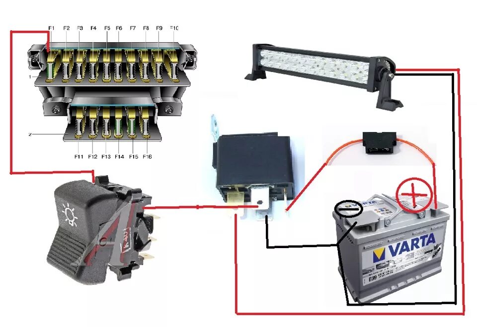 Подключение светодиодной балки через реле Установка китайской LED балки - Lada 4x4 3D, 1,7 л, 2011 года электроника DRIVE2