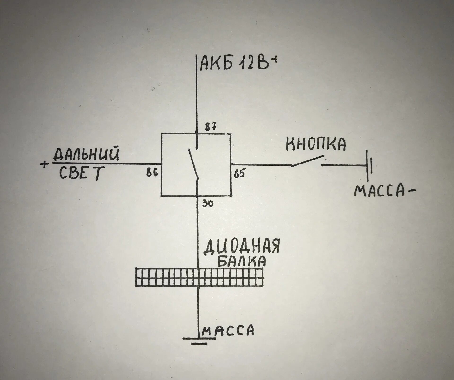 Подключение светодиодной балки на дальний свет Подключение светодиодной балки на дальний через кнопку и реле - Lada Калина хэтч