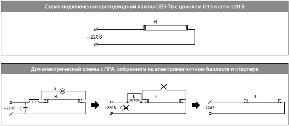 Подключение светодиодной лампочки Схема подключения светодиодной лампы вместо люминесцентных