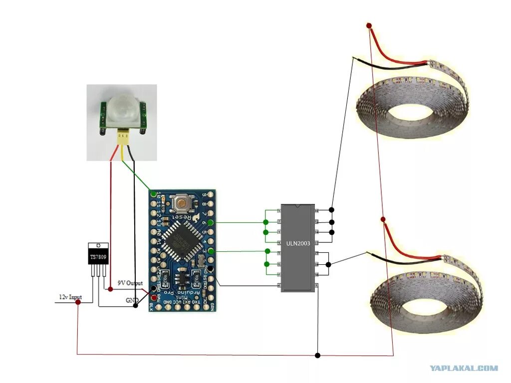 Подключение светодиодной ленты через датчик движения DIY контроллер светодиодного света на кухне - ЯПлакалъ
