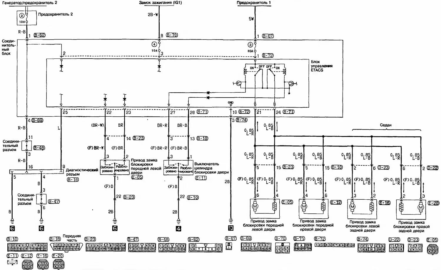 Подключение центрального замка лансер 9 Central lock scheme (Mitsubishi Colt 5, 1995-2003, petrol) - "Electrical circuit