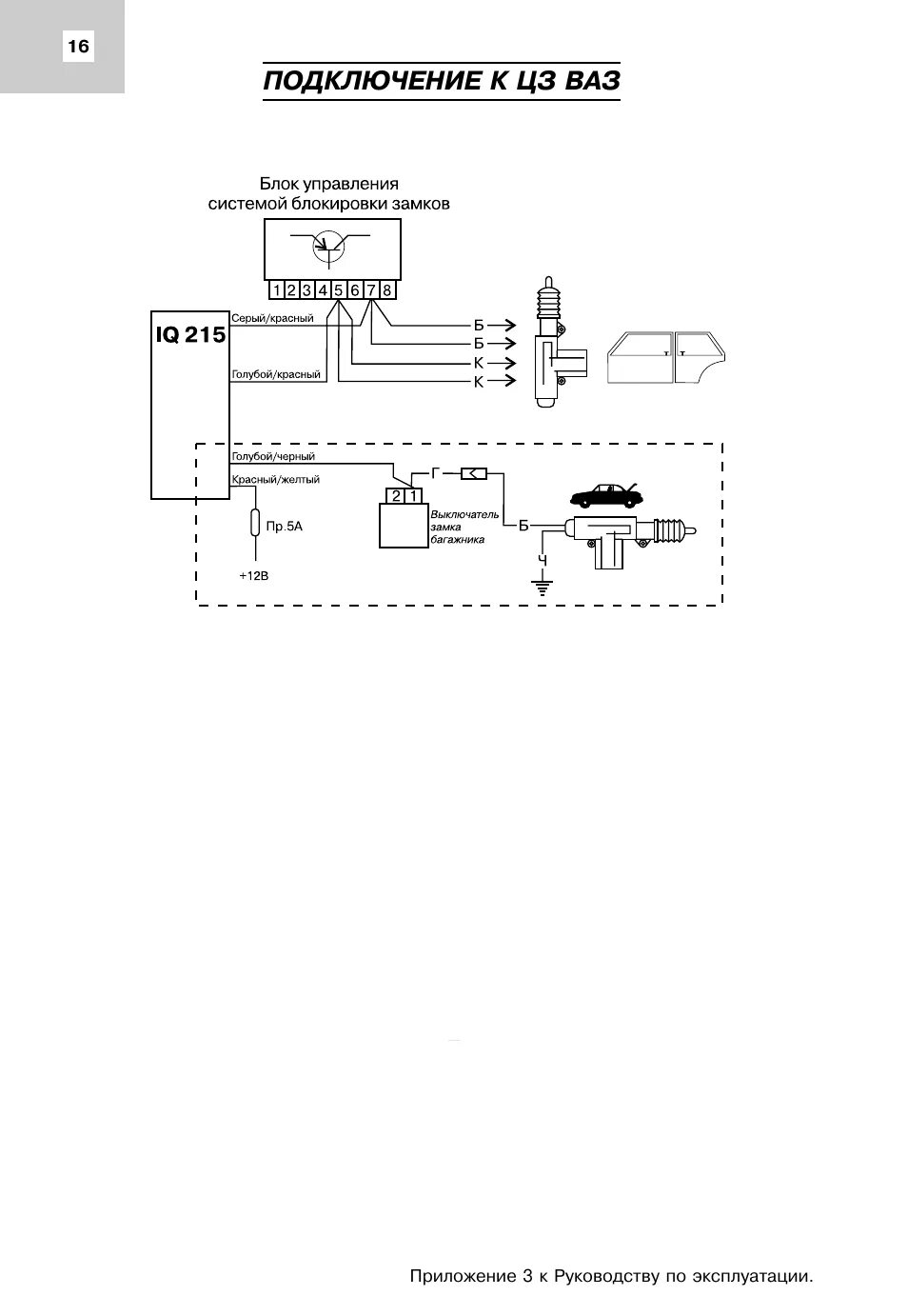 Подключение центрального замка mongoose Подключение к цз ваз Инструкция по эксплуатации Mongoose IQ-215 Страница 16 / 16