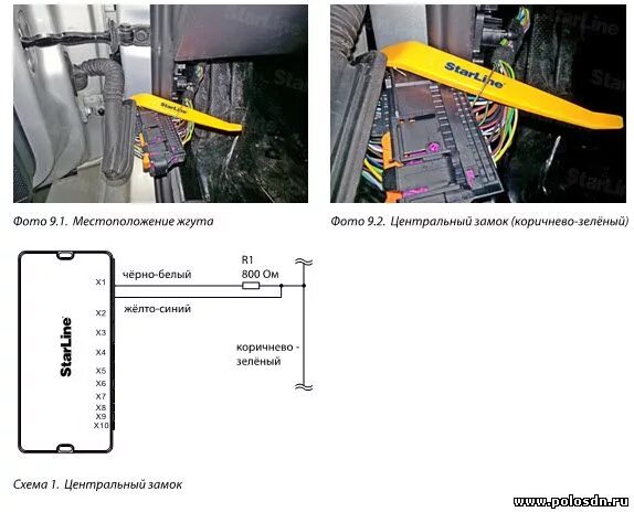 Подключение центрального замка поло седан Установка сигнализации Volkswagen Polo Sedan с 2014 года, Точки подключения Поло