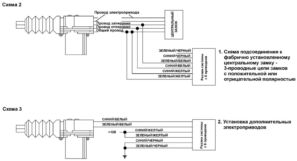 Подключение центрального замка водительской двери Схема подключения активаторов дверей