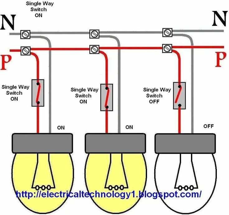 Подключение цепи лампочек How to Control Each Lamp by Separately Switch in Parallel Lighting? Light switch