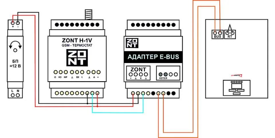 Подключение цифровых датчиков zont Купить Адаптер E-BUS (725) Для подключения оборудования ZONT к отопительным котл