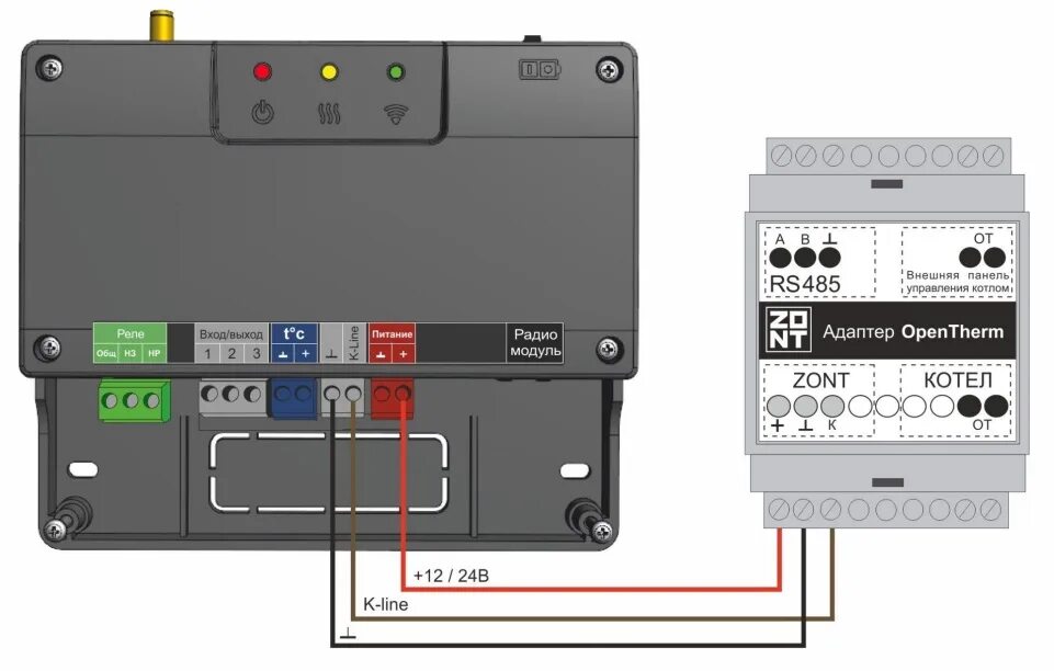 Подключение цифровых датчиков zont Инструкция по эксплуатации Адаптер OpenTherm DIN (724) - Библиотека Микро Лайн