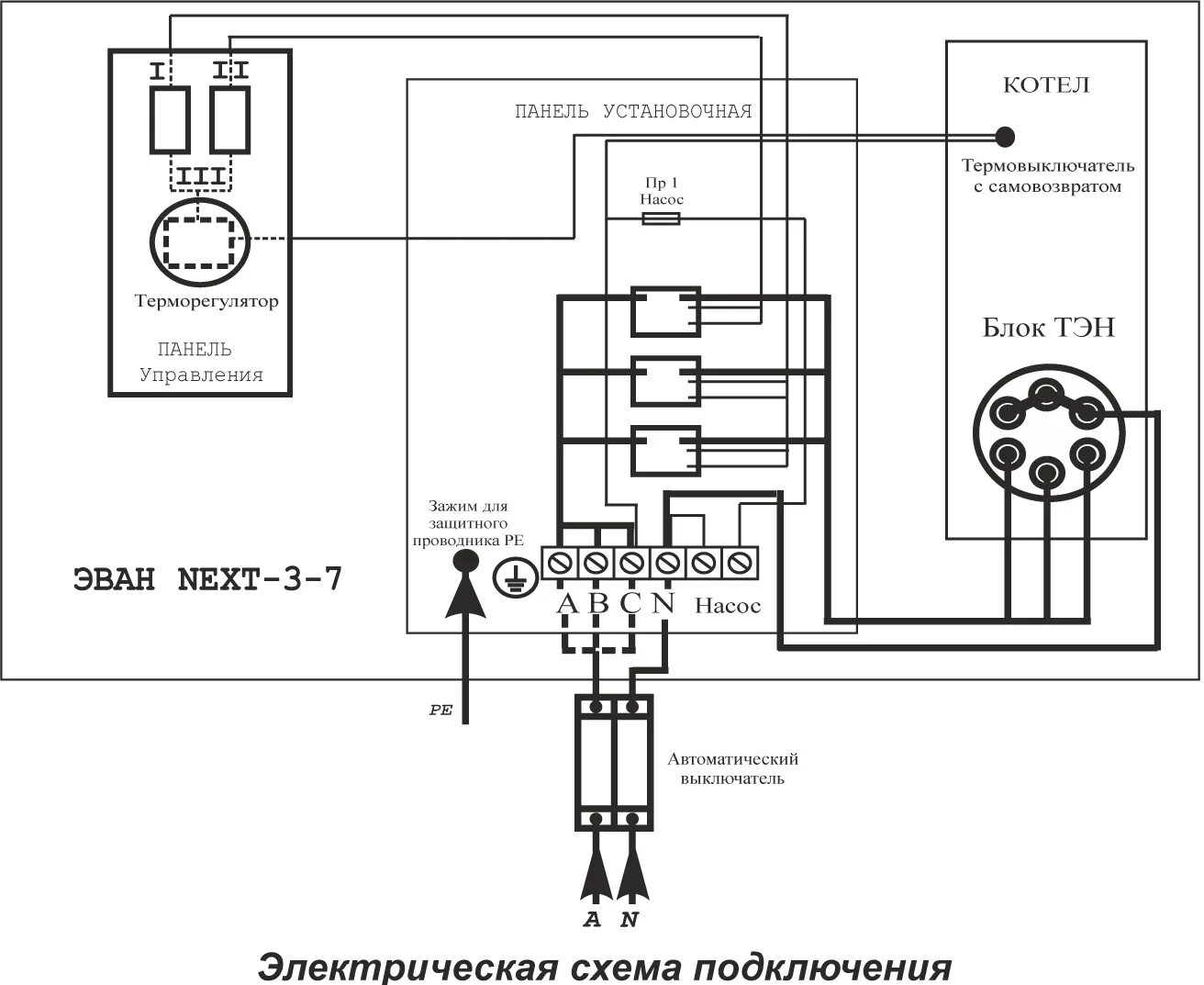 Подключение циркуляционного насоса к электронагревателю эвпм 6 Электрический котел Эван Next 7 220 купить в Москве по низкой цене в интернет ма