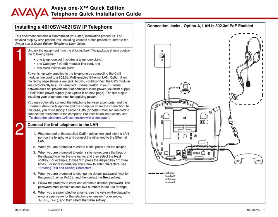 Подключение телефона avaya AVAYA 4610SW QUICK INSTALLATION MANUAL Pdf Download ManualsLib