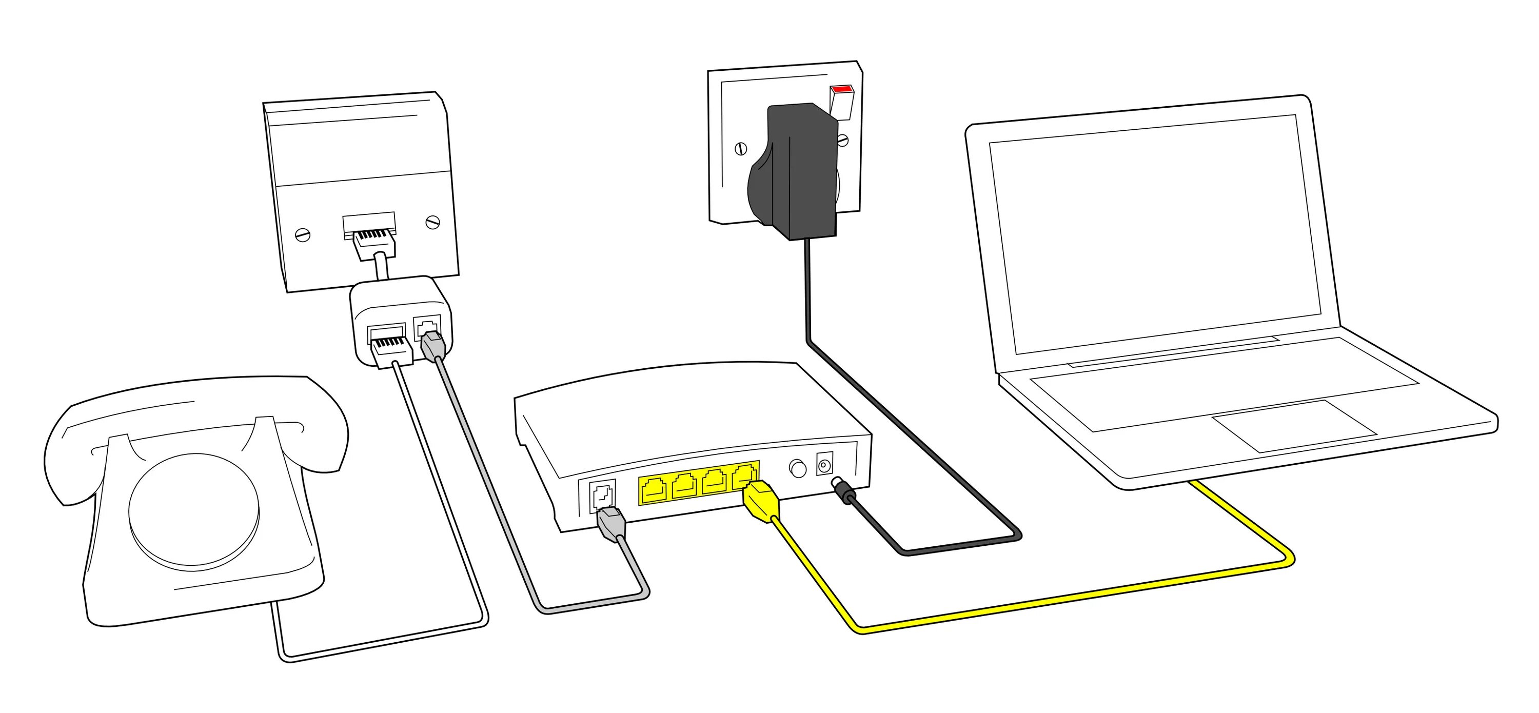 Подключение телефона через модем Настройка ADSL модемов