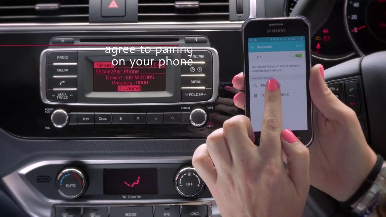 Подключение телефона через радио KIA RIO - BLUETOOTH PAIRING - YouTube