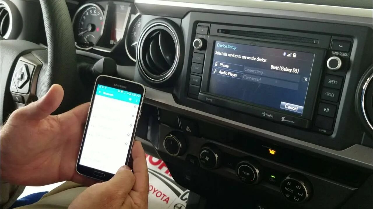 Подключение телефона к автомагнитоле через блютуз Toyota Tacoma Bluetooth pairing - YouTube