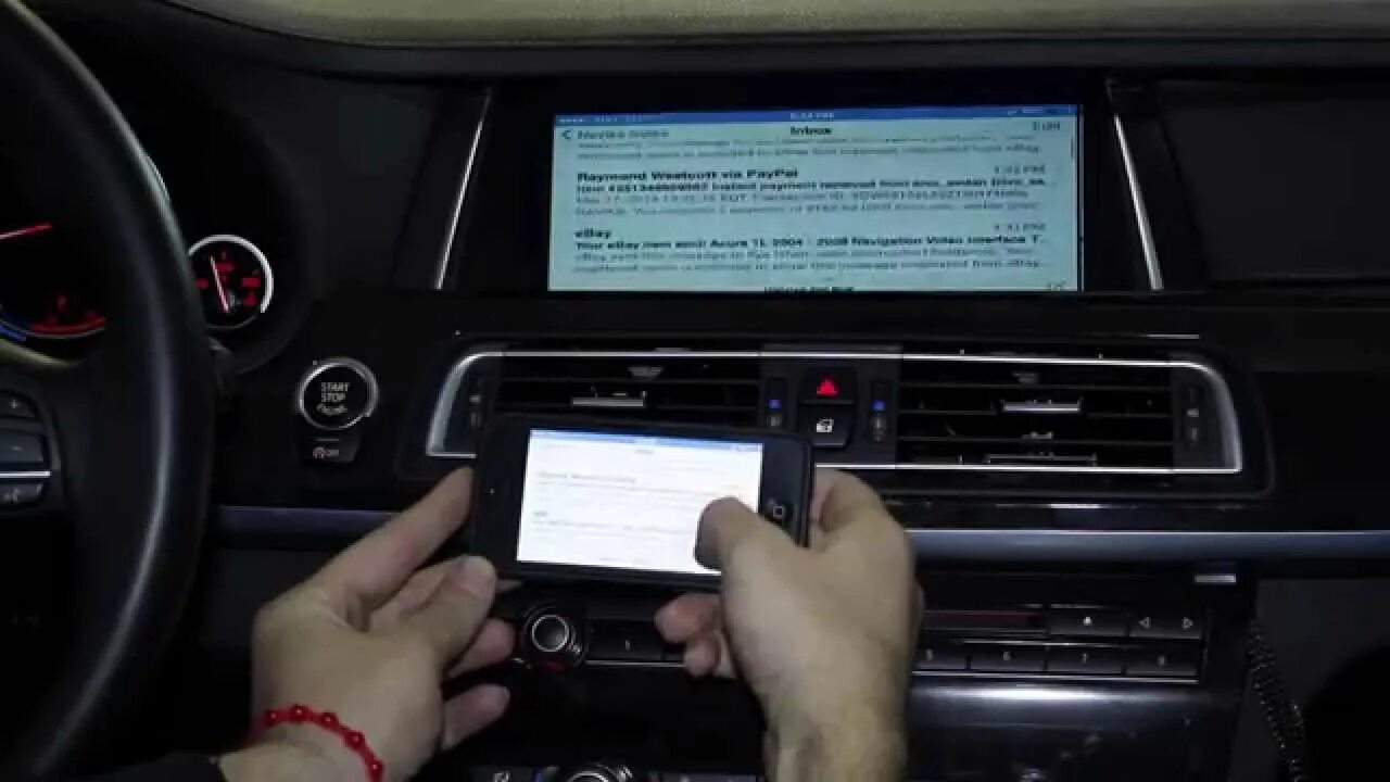 Подключение телефона к бмв 2014 BMW M5 F10 NAVIKS Video Integration Interface added iPhone 5 + Kivic One - 