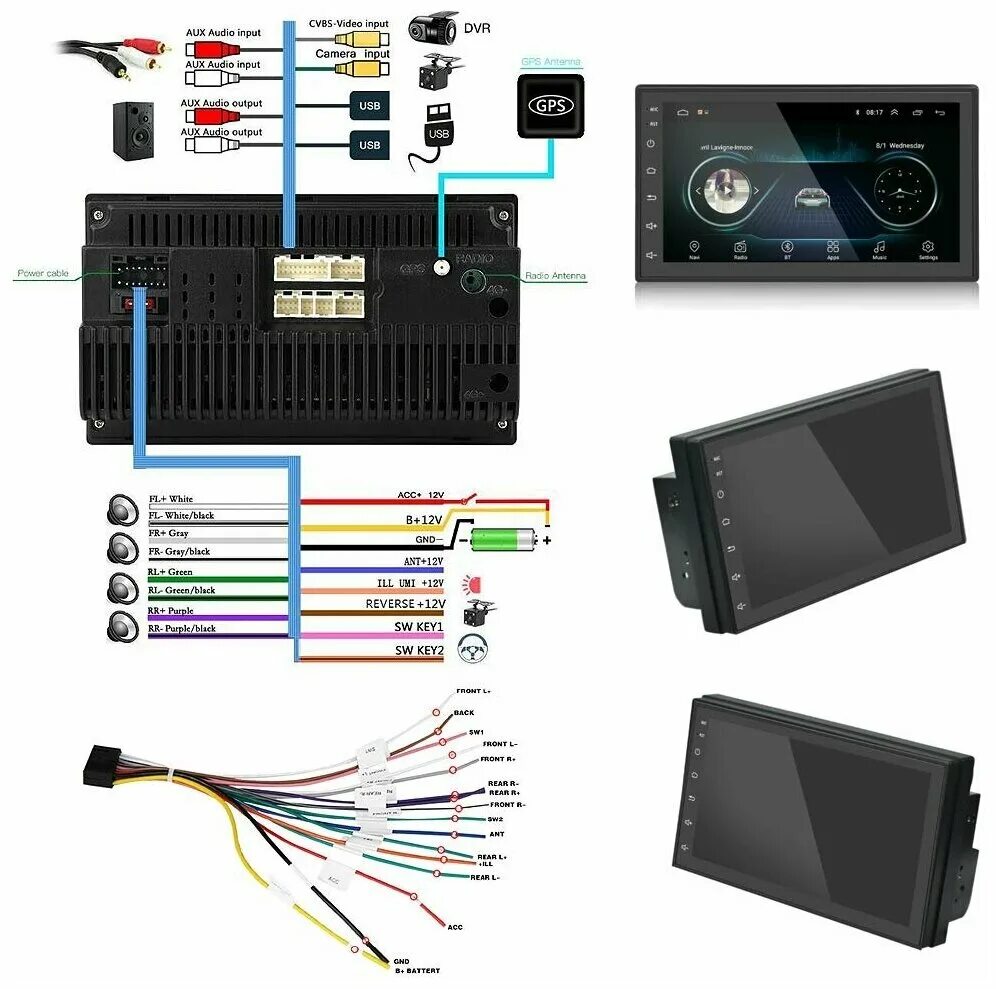 Подключение телефона к китайской магнитоле Автомагнитола андроид 2 DIN / PODOFO /2GB+32GB/Android 11/ GPS-навигация / Bluet