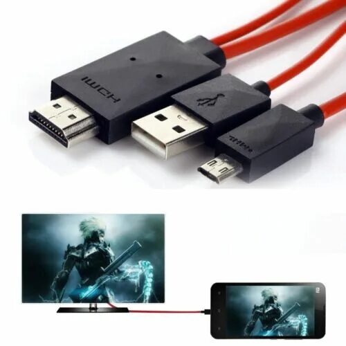 Подключение телефона к телевизору через кабель hdtv MHL Micro USB to HDMI 1080P HDTV Monitor Mirroring Converter Cable Adapter Cord 