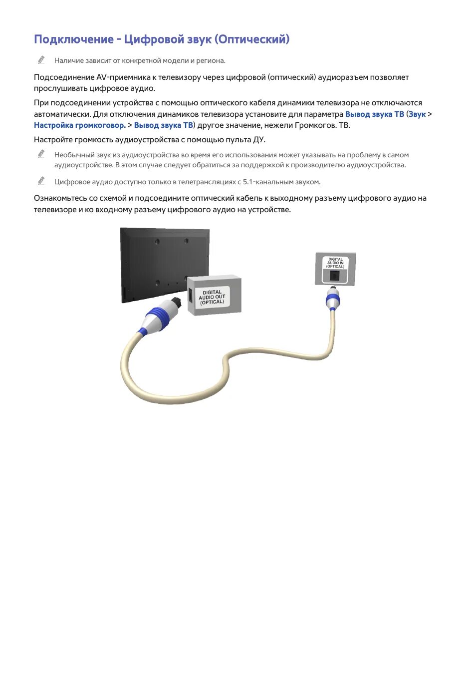 Подключение телевизора через оптический кабель 19 подключение - цифровой звук (оптический), Подключение - цифровой звук (оптиче