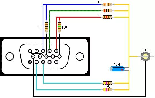 Подключение телевизора через vga VGA to composite sync Vga connector, Video cable, Electronic circuit projects