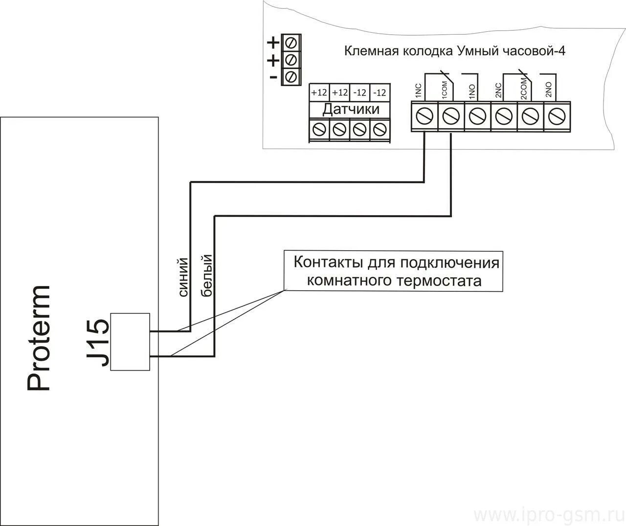 Подключение температурного датчика к котлу Схемы подключения сигнализации Умный Часовой-4 к отопительным котлам