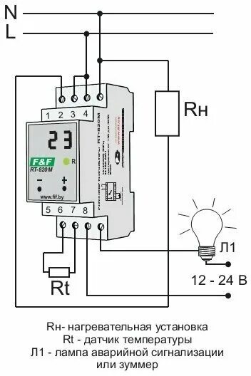 Подключение температурного реле Терморегулятор/термостат с датчиком Евроавтоматика F&F RT-820M 1NO EA07.001.007 