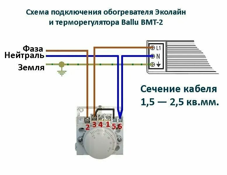 Подключение тэн через терморегулятор Комплект Инфракрасный обогреватель Эколайн ЭЛК 10Rm - белый с терморегулятором B