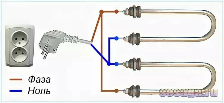 Подключение тэна 3 2 квт Напряжение на нагревателе 220 в