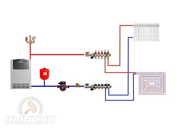 Подключение тепла архангельск Heating boiler binding schemes for various types of circulation and contours Whe