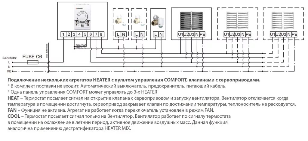 Подключение тепловентилятора ballu к электричеству Панель управления Comfort TR-110L (термостат, регулятор скорости, режим зима/лет