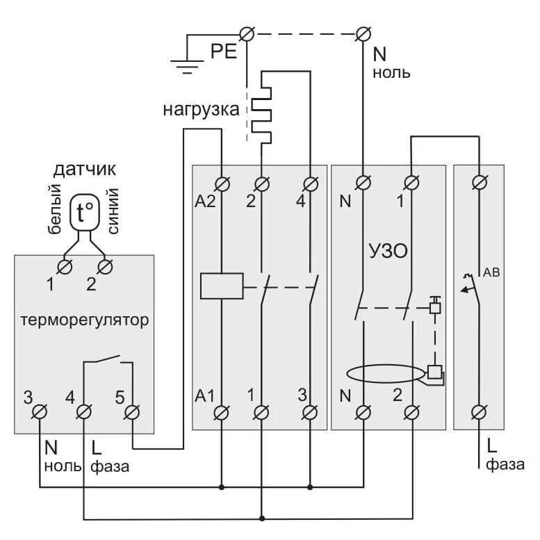 Подключение терморегулятора через пускатель схема Терморегулятор для систем охлаждения и вентиляции Terneo xd на DIN рейку