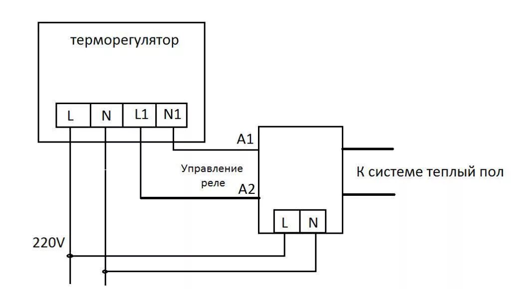 Подключение терморегулятора через реле Схемы подключения тёплого пола - Специализированный магазин Тёплые Полы