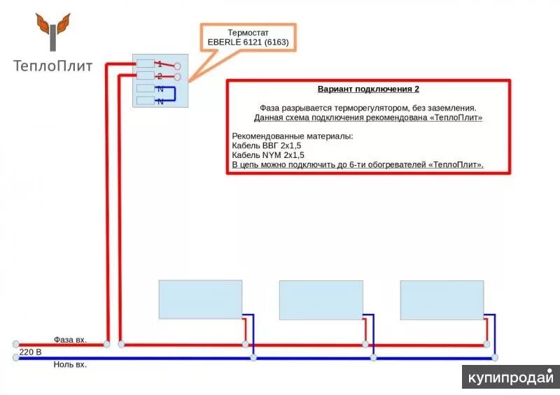 Подключение терморегулятора к обогревателю теплэко через розетку Терморегулятор Eberle 3563 (Германия) в Санкт-Петербурге