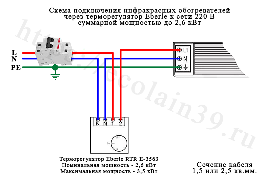 Подключение терморегулятора к обогревателю теплэко через розетку Продажа терморегулятора EBERLE RTR-E3563 Магазин "ТЕПЛО и СВЕТ" Калининград