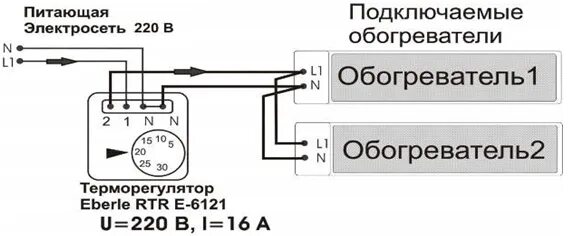 Подключение терморегулятора к сети схема Как подключить терморегулятор к инфракрасному обогревателю: схема подключения, н