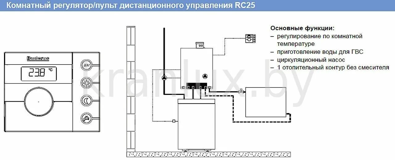 Подключение термостата к газовому котлу будерус Комнатный регулятор температуры для отопительных котлов Buderus Logamatic RC25. 