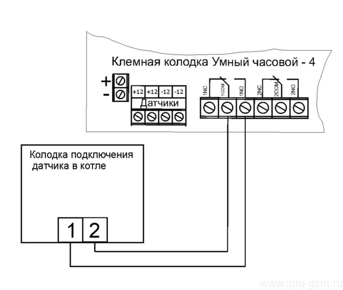 Подключение термостата к котлу Схемы подключения сигнализации Умный Часовой-4 к отопительным котлам