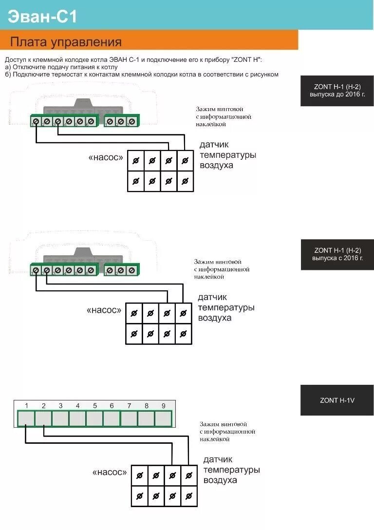 Подключение термостата к котлу эван Схемы подключения термостатов ZONT к котлам BAXI и ЭВАН