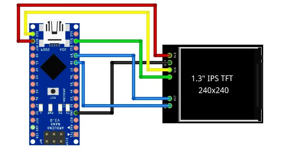 Подключение tft 3 2 ST7789 Цветной TFT IPS дисплей 1.3' с разрешением 240x240 - купить в duino.ru