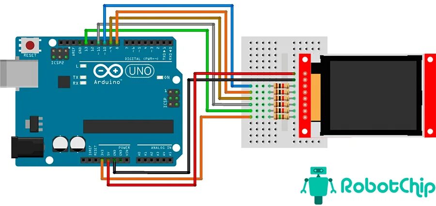 Подключение tft 3 2 Подключение TFT-дисплея 1.8 к Arduino - RobotChip