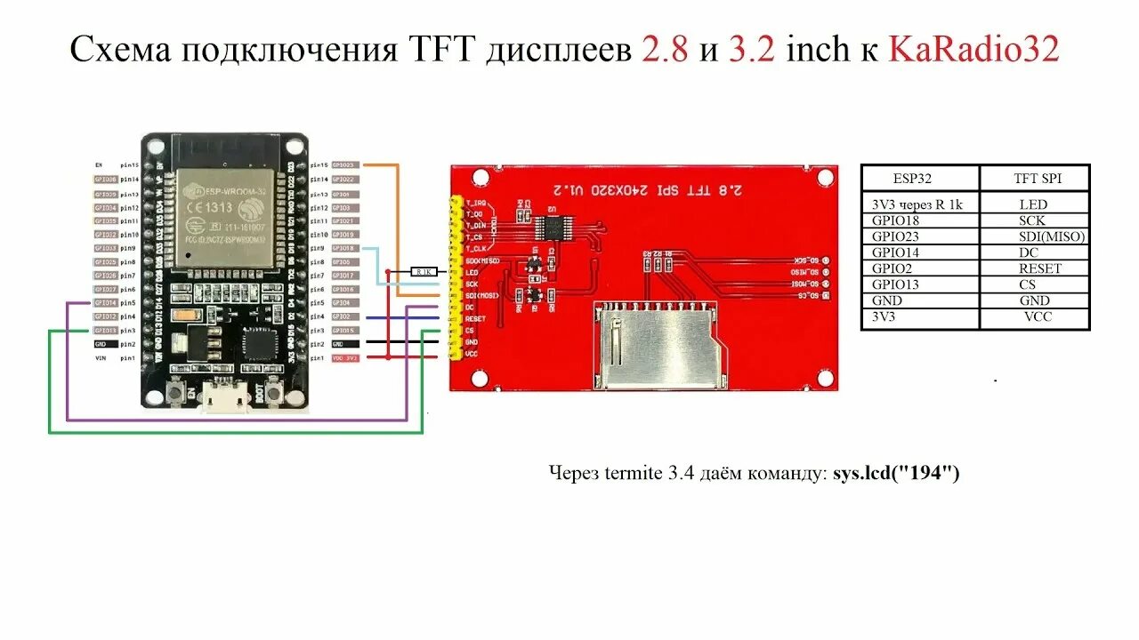 Подключение tft 3 2 Подключение к KaRadio32 TFT дисплеев 2.8 и 3.2 дм - YouTube