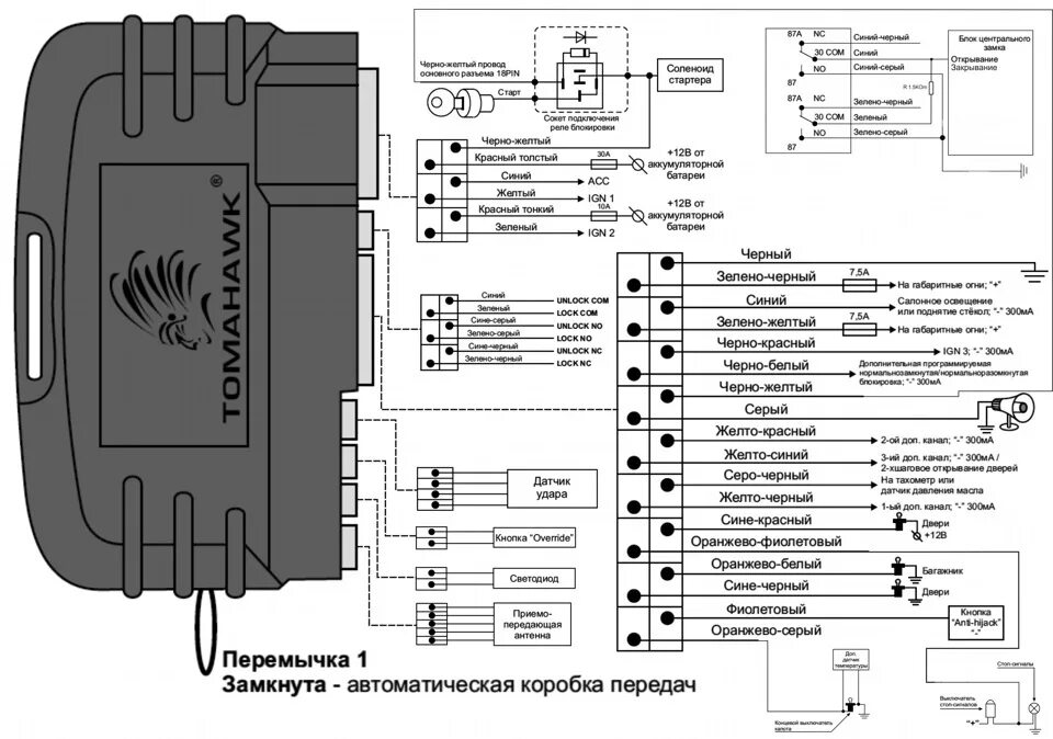 Подключение томагавк 9010 к замку зажигания Установка Tomahawk - Toyota Corona Premio (T210), 1,8 л, 1998 года электроника D