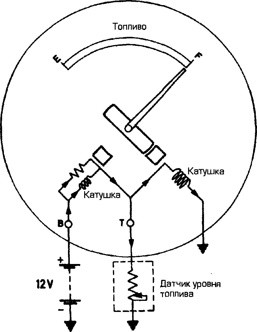 Подключение топливного датчика Схема указателя уровня топлива